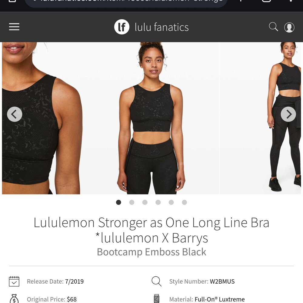 Lululemon Black Embossed Sports Bra